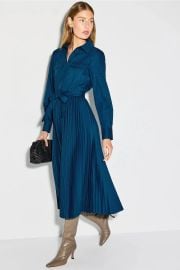 Blue Pleated Midi Shirt Dress by Derek Lam 10 Crosby x RTR Rent the Runway at Rent the Runway