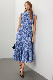 Blue Printed Smocked Midi Dress by Derek Lam Collective Rent the Runway at Rent the Runway