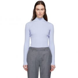 Blue Ribbed Turtleneck Sweater at Ssense