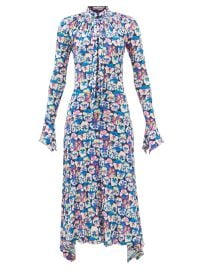 Blue Sash-tie floral-print jersey midi dress  Paco Rabanne  FASHION US at Matches