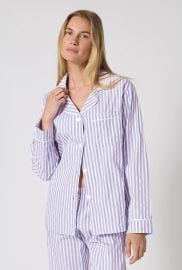 Blue Signature Stripe Long Sleeve Classic Woven Cotton Sateen PJ Set - Bedhead Pajamas at Bedhead PJs