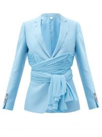 Blue Single-breasted chiffon-waist wool-blend jacket  Burberry  FASHION US at Matches