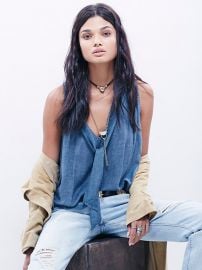 Blue Sleeveless Tuck In Top in Blue at Free People