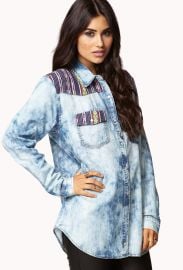 Blue Southwest Bound Chambray Shirt by Forever 21 at Forever 21