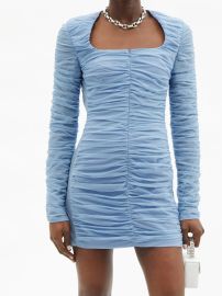 Blue Square-neck ruched tulle mini dress  David Koma  FASHION US at Matches