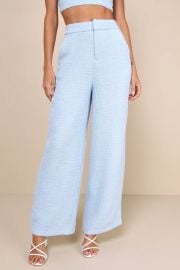 Blue Tweed Pants - Wide-Leg Pants - High-Waisted Trouser Pants - Lulus at Lulus
