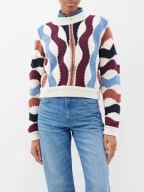 Blue Weber wave-knit wool-blend sweater baampsh FASHION US at Matches