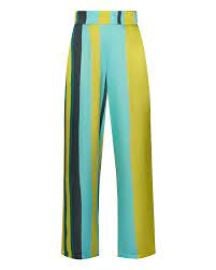 Blue and Green Stripe Wide Leg Trouser at Forever Unique