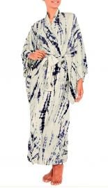 Blue and Ivory Tie-dye Rayon Robe at Amazon