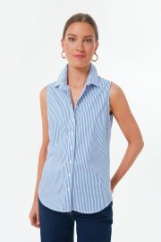 Blue and White Stripe Sleeveless Shirt The Shirt by Rochelle Behrens Tuckernuck at Tuckernuck