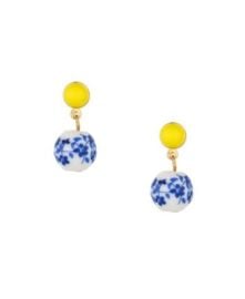 Blue and Yellow Ceramic Bead Drop Earrings at Macys