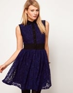 Blue and black lace shirt dress from ASOS at Asos