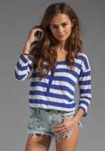 Blue and white striped henley top by Splendid at Revolve