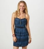 Blue aztec print bustier dress at American Eagle