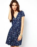 Blue bird print dress at ASOS at Asos