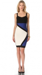 Blue colorblock dress by Herve Leger at Shopbop