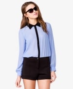 Blue contrast collar shirt at Forever 21 at Forever 21