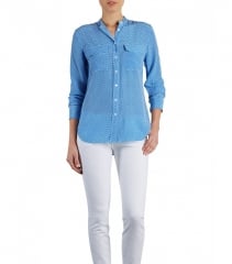 Blue geo print lynn blouse at Equipment