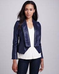 Blue leather jacket by Cusp by Neiman Marcus at Neiman Marcus