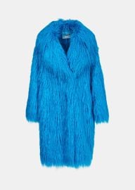 Blue oversized faux fur coat Essentiel Antwerp United States at Essentiel Antwerp