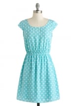 Blue polka dot dress at Modcloth