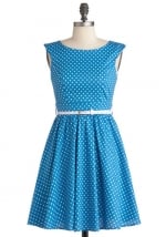 Blue polka dot dress at Modcloth