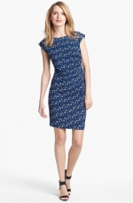 Blue printed side ruched dress at Nordstrom