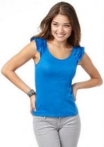 Blue ruffle sleeve top at Delias at Delias