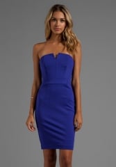 Blue strapless dress by Trina Turk at Revolve