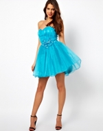 Blue strapless prom dress at ASOS at Asos