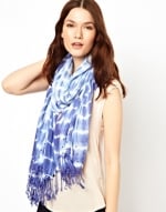 Blue tie dye scarf at ASOS at Asos