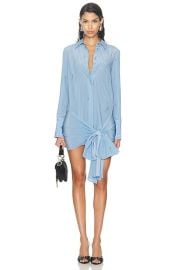 Blumarine Cdc Pinstripe Dress in Cashmere Blue Black FWRD at FWRD