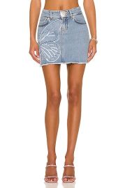 Blumarine Embroidered Denim Skirt in Allure FWRD at Forward