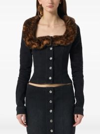 Blumarine faux-fur Collar Denim Jacket Black at Farfetch
