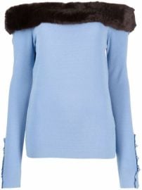 Blumarine faux-fur Trim off-shoulder Jumper - at Farfetch