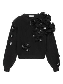 Blumarine flower-embellished Ribbed Sweater Black at Farfetch