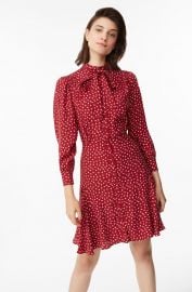 Blurry Heart Silk Tie Neck Dress at Rebecca Taylor