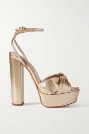 Blush Olie Plateau 140 knotted metallic leather platform sandals  AQUAZZURA  NET-A-PORTER at Net a Porter