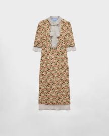 Blush Printed Georgette Dress PRADA at Prada