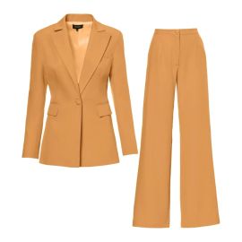 Bluzat Camel Suit With Slim Fit Blazer And Flared Trousers at Wolf & Badger