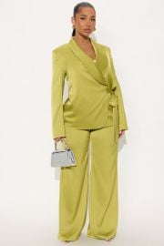 Boa Satin Blazer Pant Set - Chartreuse Fashion Nova at Fashion Nova