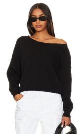 Bobi Off The Shoulder Crewneck In Black at Revolve