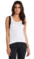 Bobi linen and leather top at Revolve