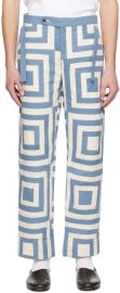 Bode Blue Off-White House Steps Trousers SSENSE at Ssense