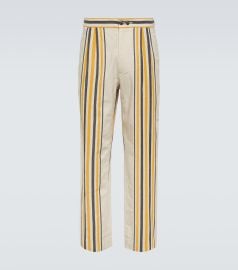 Bode Striped mid rise cotton straight pants at Mytheresa