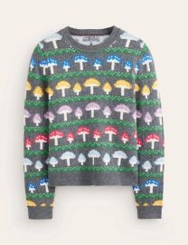 Boden Edie Fair Isle Jumper in Grey Mushroom at Boden