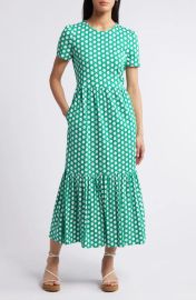 Boden Libby Jersey Midi Shirt Dress Green Honeycomb Geo at Nordstrom