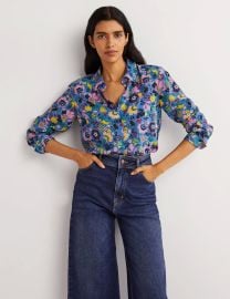 Boden Silk Shirt in Riviera Blue at Boden