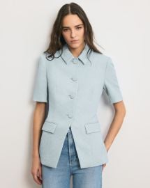 Bodie Jacquard Jacket in Blue Stream at Veronica Beard