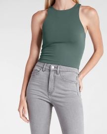 Body Contour Matte High Neck Cropped Tank at Express